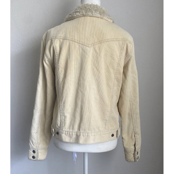 Aeropostale Women’s Small Tan Corduroy Jacket Faux Fur Trim y2k - Picture 3 of 6